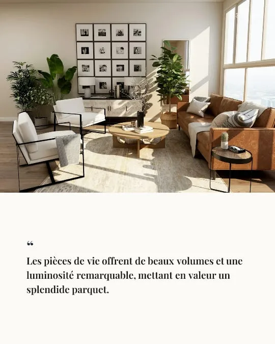 Carrousel immobilier style Magazine, slide de texte rédigée à partir de l'annonce