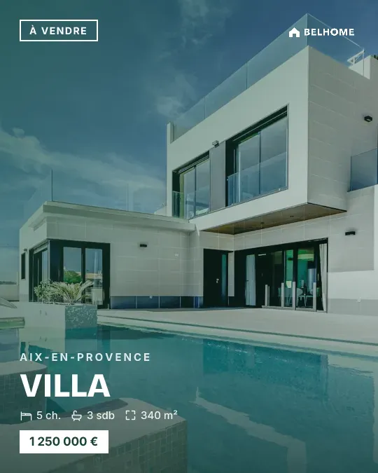 Visuel immobilier aux couleurs d'une agence : villa à vendre