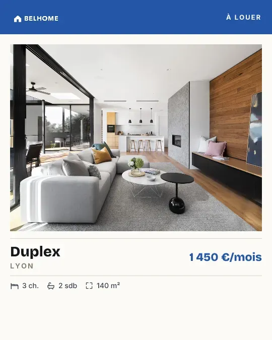 Visuel immobilier : duplex à louer, prix au mois